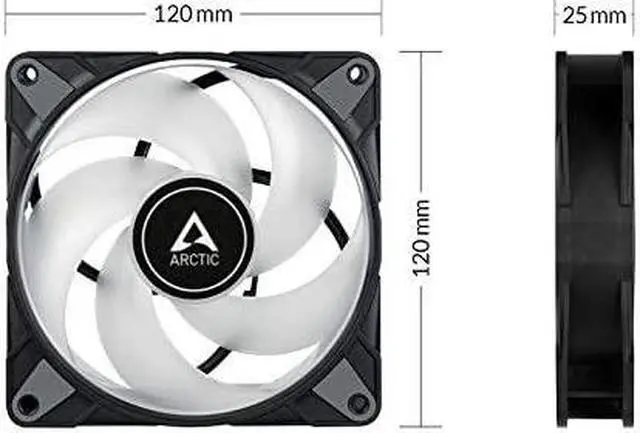 Alt view image 4 of 7 - ARCTIC P12 PWM PST RGB 0dB (3 Pack) - 120 mm PWM case Fan Optimized for Static Pressure, case Fan, semi-Passive: 0-2000 RPM, 12V 4 pin RGB LED - Black