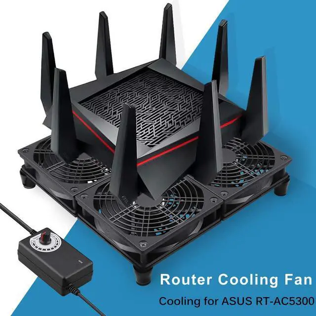 Alt view image 2 of 7 - Rounter TV Box Cooling Fan with Speed Control 182CFM Big Airflow Cooling for ASUS GT/RT-AC5300 Router TV Box Cooling Frame