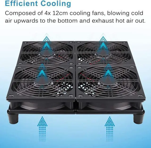Alt view image 3 of 7 - Rounter TV Box Cooling Fan with Speed Control 182CFM Big Airflow Cooling for ASUS GT/RT-AC5300 Router TV Box Cooling Frame