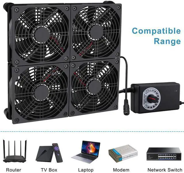 Alt view image 7 of 7 - Rounter TV Box Cooling Fan with Speed Control 182CFM Big Airflow Cooling for ASUS GT/RT-AC5300 Router TV Box Cooling Frame