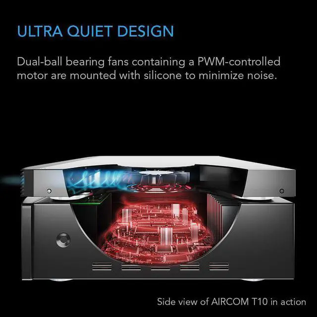 Alt view image 4 of 7 - AIRCOM T10, Quiet Cooling Blower Fan System 17" Front-Exhaust, for Receivers, Amps, DVR, AV Cabinet Components, compatible with Digital Video Recorder