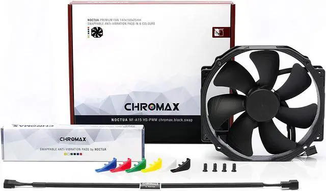 Alt view image 2 of 5 - Noctua NF-A15 HS-PWM chromax.Black.swap, Premium Quiet Fan, 4-Pin (140mm, Black)