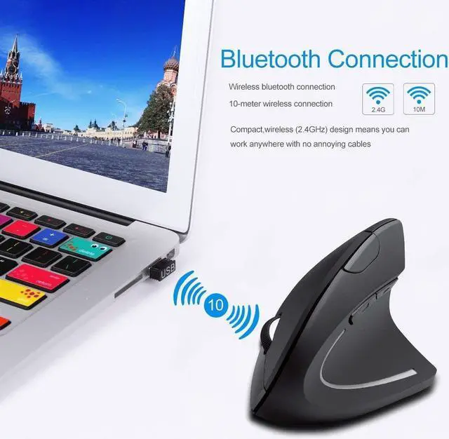 Alt view image 5 of 7 - Wireless Vertical Mouse, 2.4G Wireless Ergonomic Optical Mouse with 3 Adjustable 800/1200 /1600 DPI, More Suitable for Big Hands