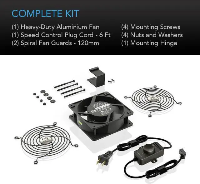 Alt view image 5 of 7 - AC Infinity AXIAL S1238, 120mm Muffin Fan with Speed Controller, UL-Certified for Doorway, Room to Room, Wood Stove, Fireplace, Circulation Projects