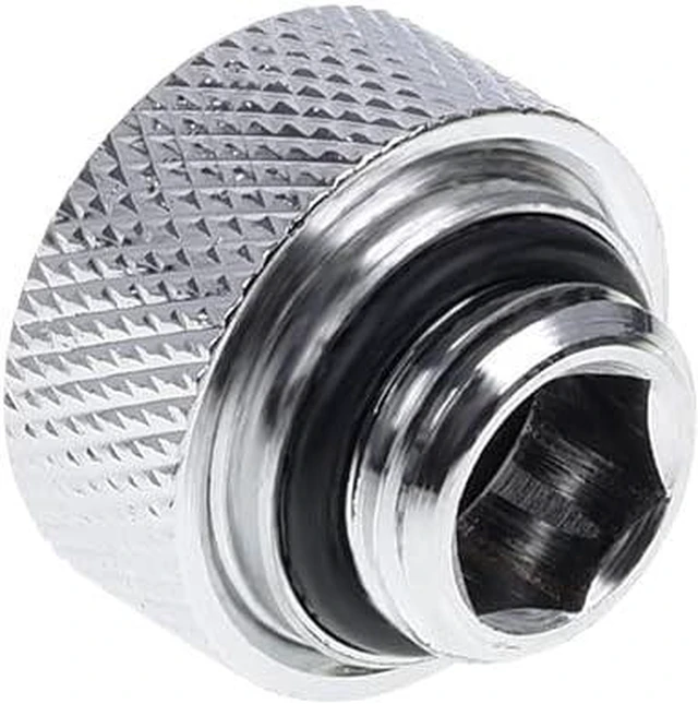 Alt view image 7 of 11 - Alphacool Eiszapfen 13mm HardTube compression fitting G1/4 for plexi- brass tubes (rigid or hard tubes) - knurled - chrome sixpack