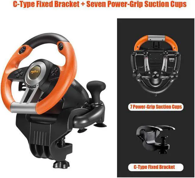 Alt view image 4 of 6 - V3II PC Racing Wheel, USB Car Race Sim Game PC Steering Wheel with Pedals for Windows PC/PS3/PS4/Nintendo Switch/Xbox One/Xbox Series X/S