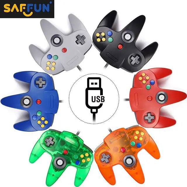 Alt view image 6 of 7 - Classic N64 Controller, N64 Wired USB PC Game pad Joystick, N64 Bit USB Wired Game Stick Joy pad Controller for Windows PC MAC Linux Raspberry Pi 3 Sega Genesis Higan (Grey)
