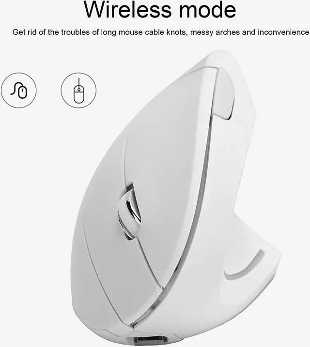 Alt view image 3 of 7 - Ergonomic Mouse Wireless Vertical Mouse RGB Backlit Mouse 2.4ghz Optical Mouse with 6 Buttons for Laptop PC Desktop Notebook Computer Mouse /206 (Color : White)