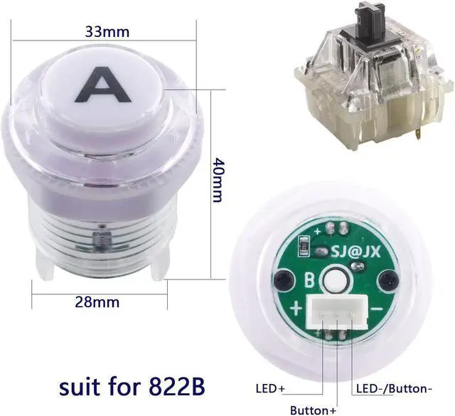 Alt view image 2 of 7 - SJ@JX Arcade Game LED DIY Kit Mechanical Keyboard Switch LED Button PC MAME Retropie Arcade Joystick Controller Zero Delay USB Encoder