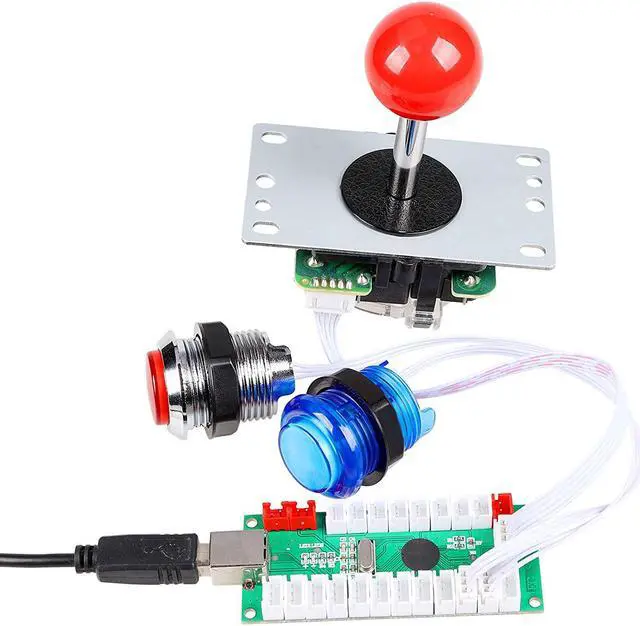 Alt view image 6 of 7 - EG Starts 4 Player Classic DIY Arcade Joystick Kit Parts USB Encoder To PC Controls Games + 4/8 Way Stick + 5V led Illuminated Push Buttons Compatible Video Game Consoles Mame Raspberry Pi & 4 Colors