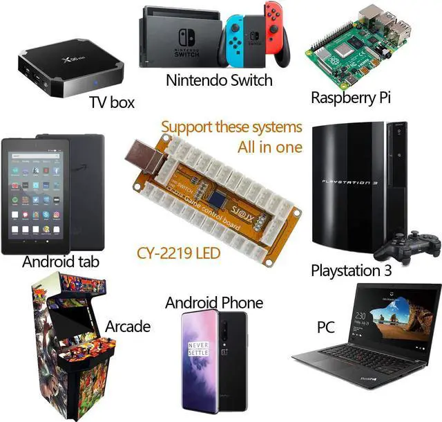 Alt view image 3 of 7 - SJ@JX Arcade Game Controller USB Encoder 2 Player Gamepad Microswitch Button 8way Joystick for Nintendo Switch PC PS3 Retropie Raspberry Pi MAME