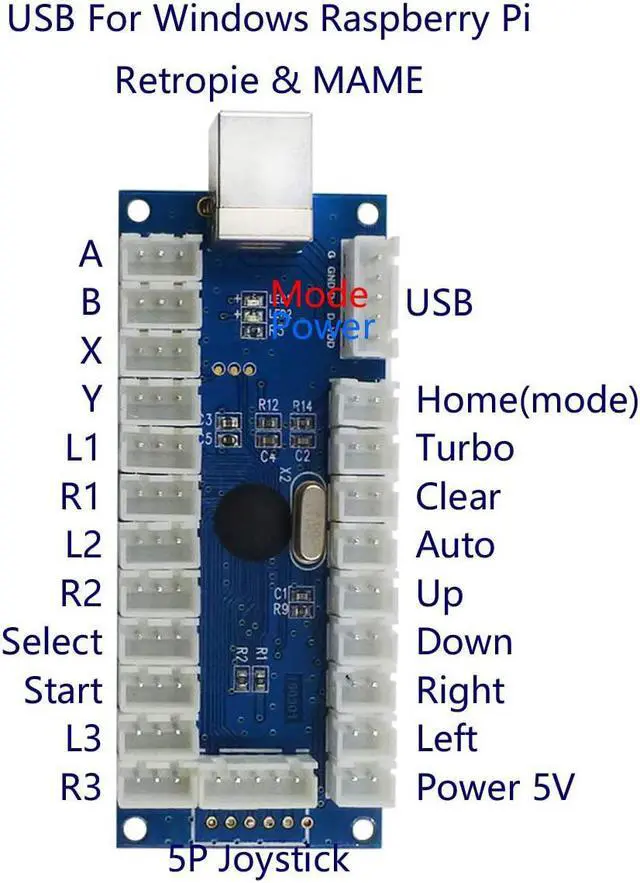 Alt view image 2 of 7 - SJ@JX 2 Player Arcade Game Stick DIY Kit Buttons with Logo LED 8 Way Joystick USB Encoder Cable Controller for PC MAME Raspberry Pi Color Mix