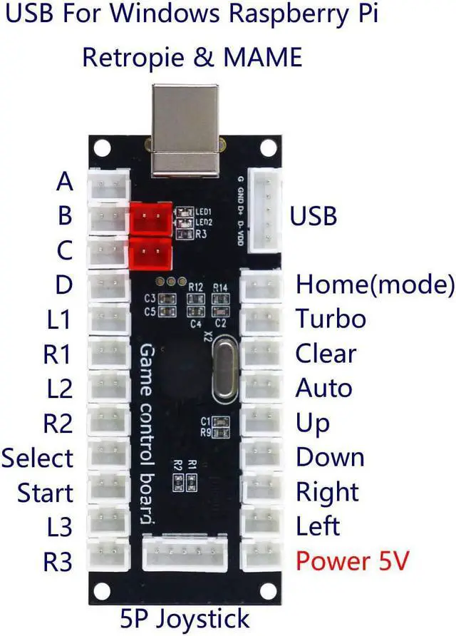 Alt view image 2 of 7 - SJ@JX Arcade Game DIY Kit 2 Player Zero Delay USB Encoder Button Joystick Controller for Retro Raspberry MAME Jamma NES PC Windows