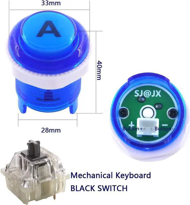Alt view image 5 of 7 - SJ@JX Arcade Game DIY Kit 2 Player Zero Delay USB Encoder Button Joystick Controller for Retro Raspberry MAME Jamma NES PC Windows