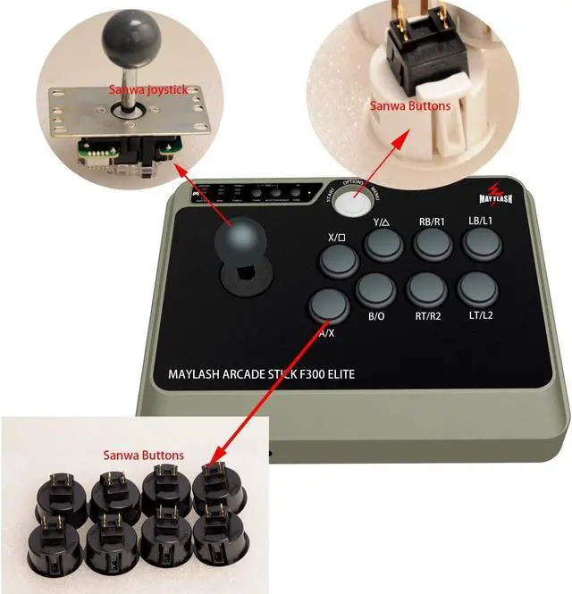 Alt view image 2 of 5 - Arcade Stick F300 Elite with Sanwa Buttons and Sanwa Joysticks for Switch/Switch 2, Xbox Series X, Xbox One, PS4, PS3, Windows, macOS, Steam Deck, Android, NEOGEO Mini, MEGA Drive, Genesis