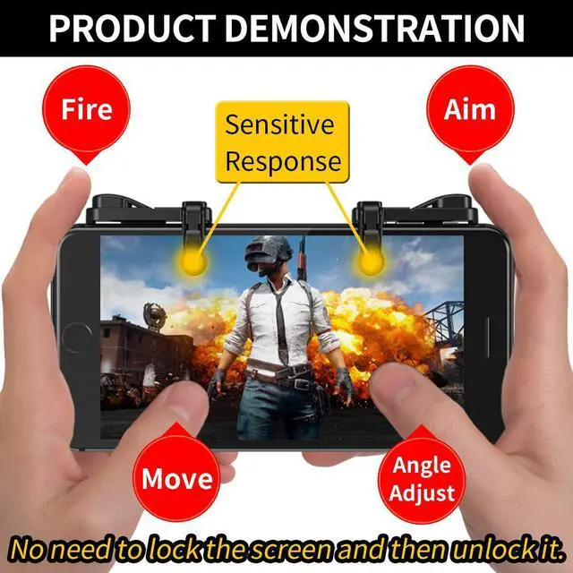 Alt view image 4 of 7 - IFYOO Mobile Game Trigger, Mobile Gaming Controller Compatible with PUBGG/Fortnitee/Call of Duty Mobile, Z108 Aim & Fire Triggers for iPhone and Android Phone, 2 Pair with 2 pcs Finger Sleeves Red