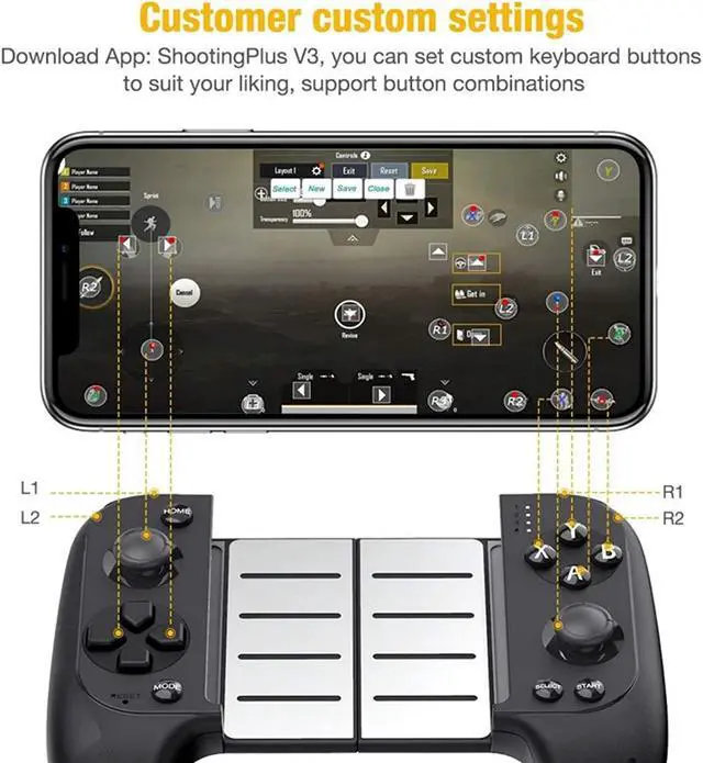Alt view image 4 of 7 - HCYLYGO New Wireless Bluetooth Game Controller Dedicated Mobile Game Controller Android/iOS Joystick Game Controller Game Controller Game Controller HOT (Color : A)