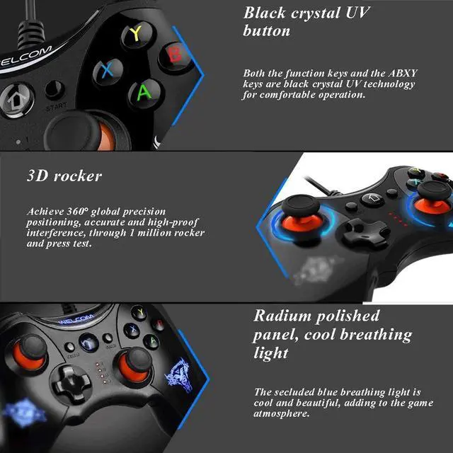 Alt view image 6 of 7 - Controllers Wired Game Controller USB Game Controller Computer Game Controller Smart TV Game Mobile Phone Lighting Game Controller 2 Meters Long (Color : Black, Size : 15.511.25.2cm)