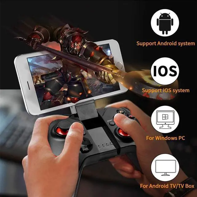 Alt view image 4 of 6 - Bluetooth Game Controller, Phone Controller Wireless Gamepad Gaming Controller with Adjustable Bracket Holder Multimedia Game Controller Compatible with iOS Android Mobile Phone PC Android TV Box With