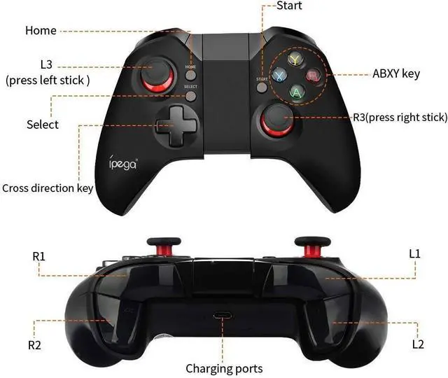 Alt view image 5 of 6 - Bluetooth Game Controller, Phone Controller Wireless Gamepad Gaming Controller with Adjustable Bracket Holder Multimedia Game Controller Compatible with iOS Android Mobile Phone PC Android TV Box With