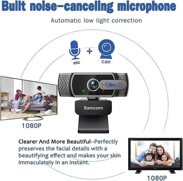 Alt view image 2 of 7 - Webcam with Microphone for Desktop,1080P HD USB Webcam Live Streaming Laptop PC Computer Web Camera for Video Calling Conferencing Recording Gaming, 3D Noise Reduction
