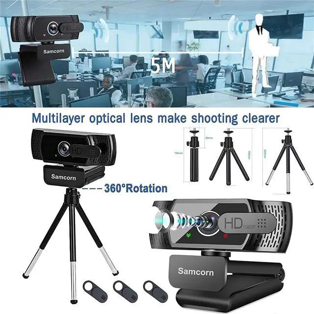 Alt view image 6 of 7 - Webcam with Microphone for Desktop,1080P HD USB Webcam Live Streaming Laptop PC Computer Web Camera for Video Calling Conferencing Recording Gaming, 3D Noise Reduction