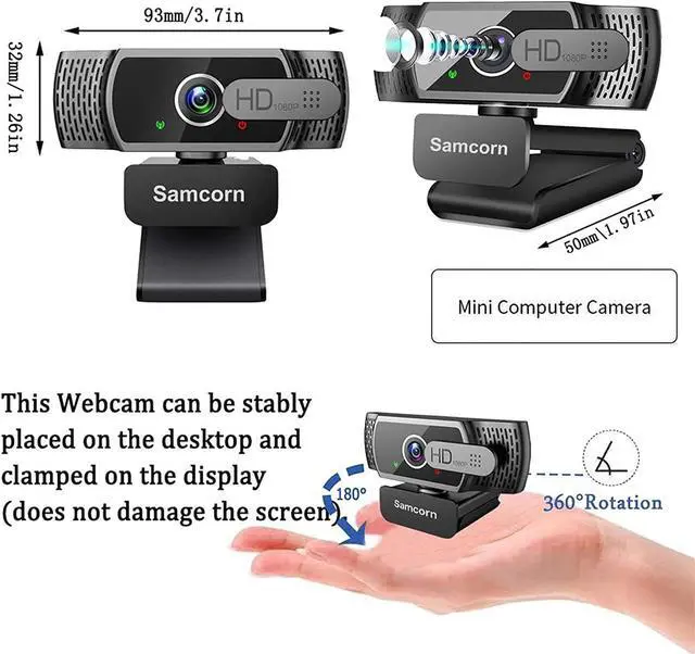 Alt view image 7 of 7 - Webcam with Microphone for Desktop,1080P HD USB Webcam Live Streaming Laptop PC Computer Web Camera for Video Calling Conferencing Recording Gaming, 3D Noise Reduction