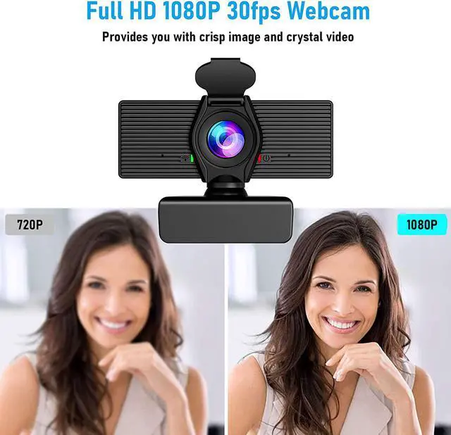 Alt view image 2 of 7 - Webcam with Microphone & Privacy Cover, 1080P HD Web Computer Camera, USB Plug and Play Laptop PC Desktop Camera, Works with Zoom, Skype, Teams, Video Conferencing/Recording/Streaming