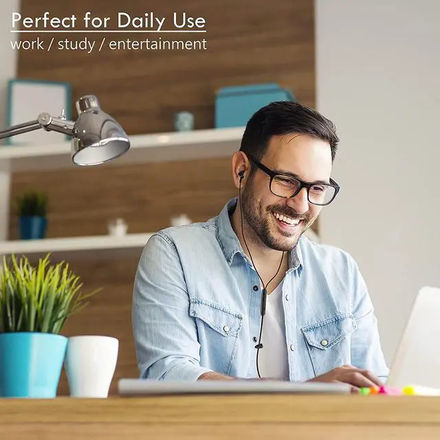 Alt view image 5 of 7 - 8.2Ft Long Cord USB Earbuds with Mic for Computer, Noise-Isolating | In-Ear Headphones with Microphone, Compatible with Laptop, Desktop PC & Chromebook, Secure Fit and Lightweight, CGS-W7