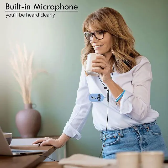 Alt view image 6 of 7 - 8.2Ft Long Cord USB Earbuds with Mic for Computer, Noise-Isolating | In-Ear Headphones with Microphone, Compatible with Laptop, Desktop PC & Chromebook, Secure Fit and Lightweight, CGS-W7