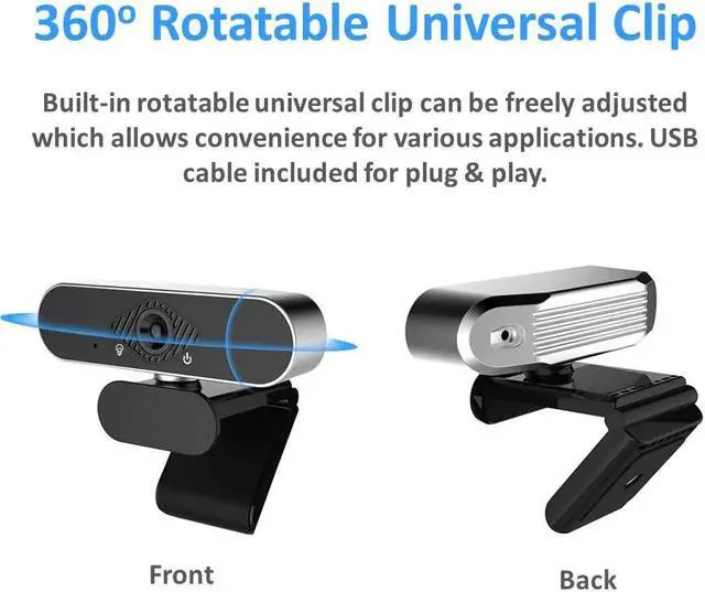 Alt view image 7 of 7 - Webcam 1080P HD with Microphone & Privacy Cover, USB Web Cam with Live Streaming HD Video for Mac, PC, Computer and Laptop, Wide Angle Lens 1080P Web Camera with 360 Degree Flexible Mount