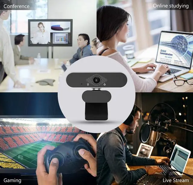 Alt view image 6 of 7 - Webcam 1080P HD with Microphone & Privacy Cover, USB Web Cam with Live Streaming HD Video for Mac, PC, Computer and Laptop, Wide Angle Lens 1080P Web Camera with 360 Degree Flexible Mount