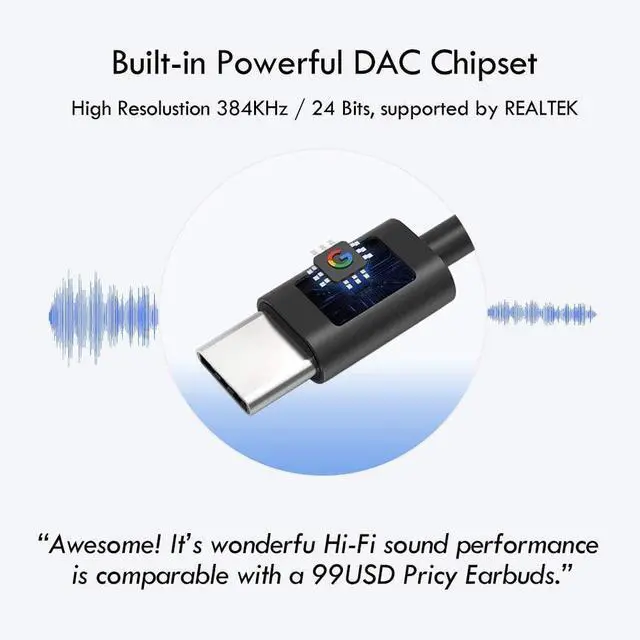 Alt view image 4 of 7 - USB-C Earbuds, USB Headphones, Compatible with Samsung Google OnePlus iPhone 15 16 Smartphones, with USB Adapter for Laptop PC, Mac, Advanced DAC Sound Card, Clear Mic, Deep Bass, Magnetic Shell