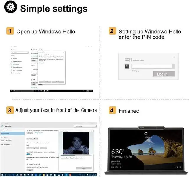 Alt view image 3 of 5 - Face Recognition USB IR Camera for Windows Hello, RGB 1080P (Entry Level) Webcam with Dual Microphone