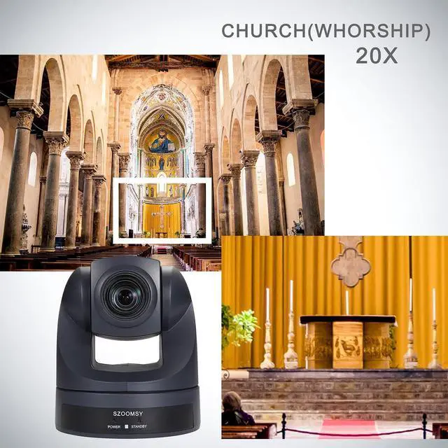 Alt view image 2 of 6 - SZOOMSY PTZ Camera 20X Optical Zoom Video Conference Camera USB HD 1080P Webcam for Room System Business Meeting Church Worship Remote Teaching Using Zoom, Skype, OBS
