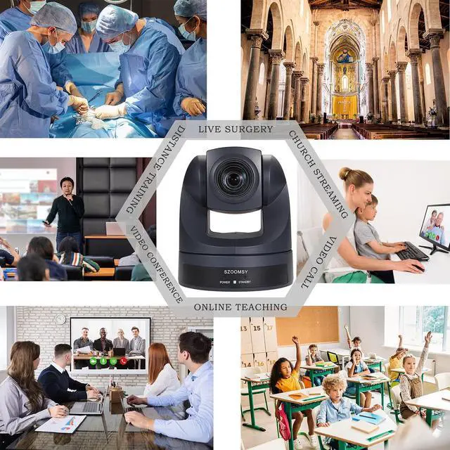 Alt view image 4 of 6 - SZOOMSY PTZ Camera 20X Optical Zoom Video Conference Camera USB HD 1080P Webcam for Room System Business Meeting Church Worship Remote Teaching Using Zoom, Skype, OBS