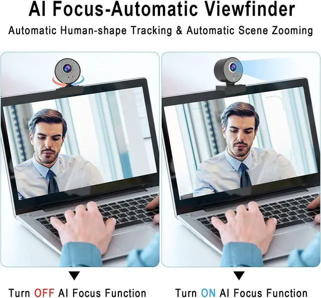 Alt view image 3 of 7 - HD Webcam USB 1080P Camera - AI Human-Shape Tracking HD Computer Camera, Adjustable View Laptop Desktop Full HD Camera Video Webcam for Zoom/Skype/Teams/OBS, PC Mac
