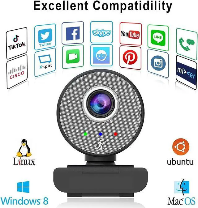 Alt view image 4 of 7 - HD Webcam USB 1080P Camera - AI Human-Shape Tracking HD Computer Camera, Adjustable View Laptop Desktop Full HD Camera Video Webcam for Zoom/Skype/Teams/OBS, PC Mac