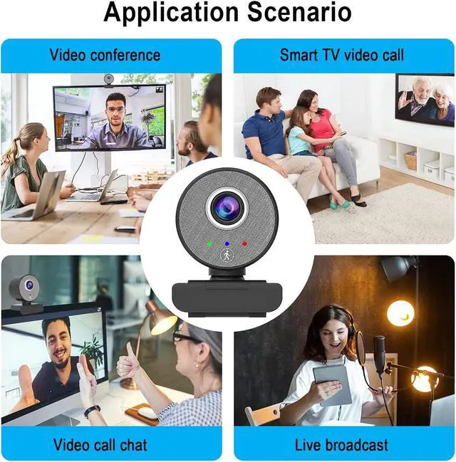 Alt view image 5 of 7 - HD Webcam USB 1080P Camera - AI Human-Shape Tracking HD Computer Camera, Adjustable View Laptop Desktop Full HD Camera Video Webcam for Zoom/Skype/Teams/OBS, PC Mac
