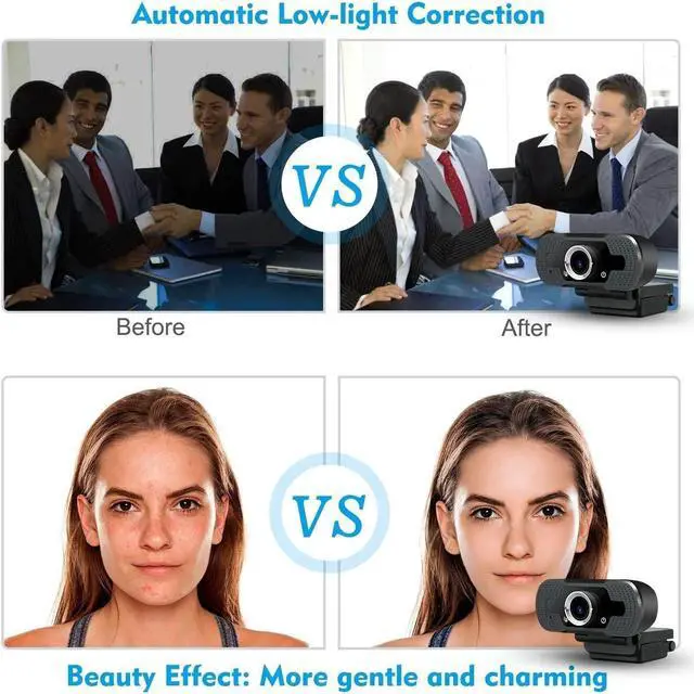 Alt view image 2 of 7 - Webcam with Microphone with Privacy Cover,1080P Full HD Web Camera with Wide View for Live Broadcast,PC Laptop Desktop USB Webcams Computer Video Camera for USB Video Calling Recording Conferencing