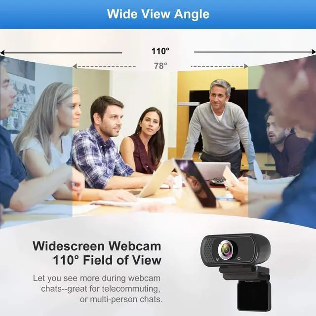 Alt view image 5 of 7 - Webcam with Microphone with Privacy Cover,1080P Full HD Web Camera with Wide View for Live Broadcast,PC Laptop Desktop USB Webcams Computer Video Camera for USB Video Calling Recording Conferencing