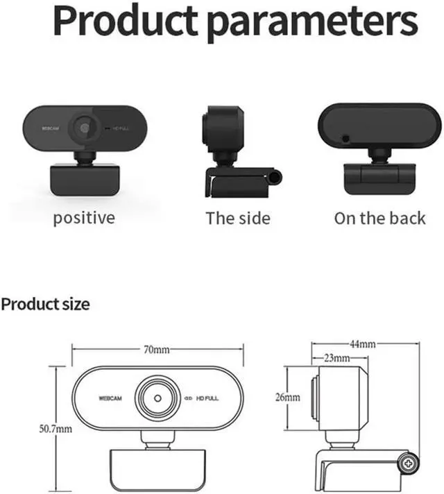 Alt view image 7 of 7 - Webcam Sansnail, Fixed PC Webcam, PC Camera with Full HD 1080P Microphone
