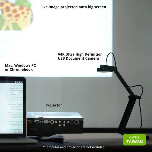 Alt view image 7 of 7 - Ipevo v4K Ultra High Definition Portable USB Document Camera for Classrooms Teacher PageStay Bundle With HogoR Lens Cleaning Cloth—Mac OS,Windows,Chromebook Compatible for Live Demo,Web Conferencing