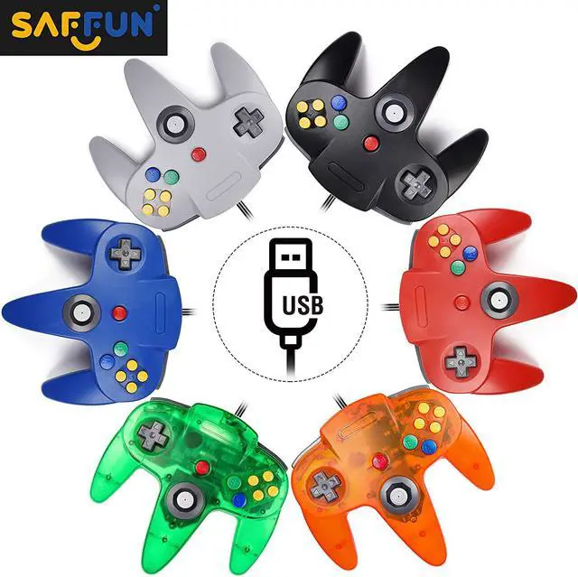 Alt view image 6 of 7 - SAFFUN Classic N64 Controller, N64 Wired USB PC Game pad Joystick, N64 Bit USB Wired Game Stick Joy pad Controller for Windows PC MAC Linux Raspberry Pi 3 Sega Genesis Higan (Grey)