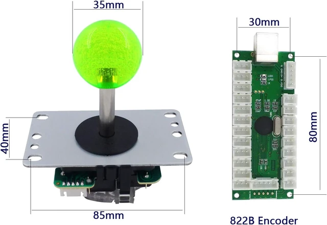 Alt view image 3 of 7 - Arcade Stick DIY Kit, 10x Logo LED MX Buttons & 8-Way Joystick with USB Encoder for PC, MAME, Raspberry Pi, Color Mix