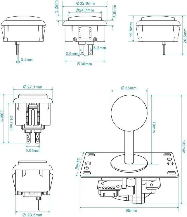 Alt view image 3 of 7 - Arcade Game Controller Button Microswitch 8 Way Joystick Zero Delay USB Encoder Cable Stick DIY Kit for PC MAME Retropie Raspberry Pi
