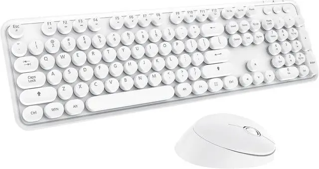Main image of Wireless Keyboard Mouse Combo, 104 Keys Cute Colorful Keyboard with Number Pad & Mouse for Windows, Computer, PC, Notebook, Laptop (White)