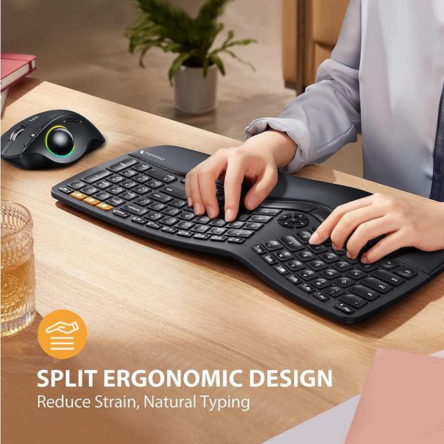 ProtoArc Backlit Wireless Ergonomic Keyboard and RGB Bluetooth Ergonomic  Mouse 