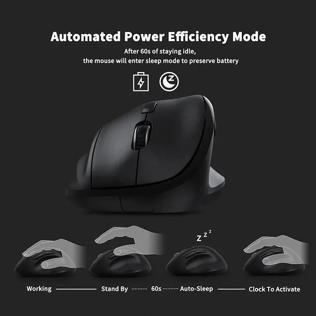 Alt view image 2 of 7 - Ergonomic Wireless Mouse with USB Receiver for PC Computer Laptop and Desktop Ergo Mouse Vertical with Silent Clicks Long Battery Life Up to 1600 DPI & 1 AA Battery Powered Black