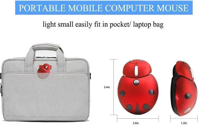 Alt view image 4 of 7 - YOCUNKER Mini Cute Wireless Mouse, Portable Mobile Optical Mouse for Kids,Small Tiny Animal Ladybug Shape Cordless Mouse with USB Receiver for Computer Laptop Desktop PC (Red)